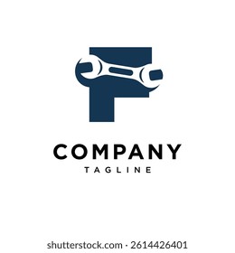 Letter F Wrench Logo Icon Vector