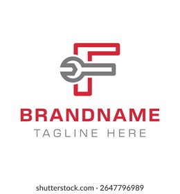 Letter F Wrench Logo, ideal for automotive, repair, or engineering industries