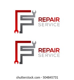 Letter F with wrench logo,Industrial,repair,tools,service and maintenance logo for corporate identity