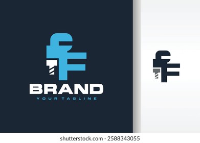 letter F wrench pipe logo