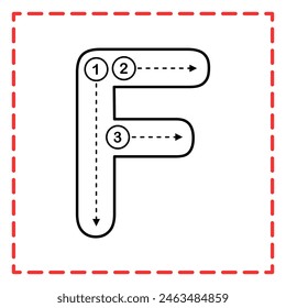 letter F for writing practice. Alphabet tracing is good for practicing children writing letters.