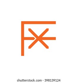 letter F and X monogram logo orange
