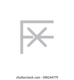letter F and X monogram logo gray
