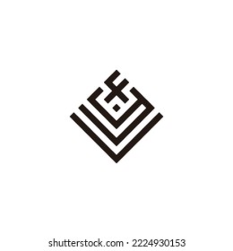 Letter f, y and v square, elegant geometric symbol simple logo vector