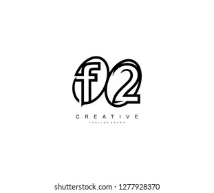 letter f2 stylish concept rounded oval shape linear logotype