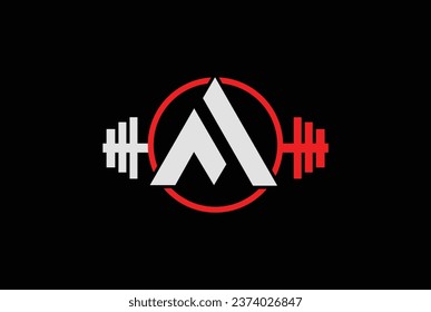 Letter F,A, AF OR FA Logo With barbell. Fitness Gym logo Vector.
