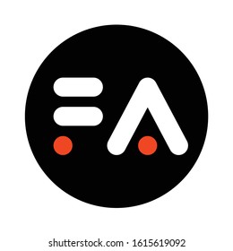 Letter FA in black circle. Logo Design. Vector