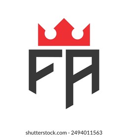 Letter FA Crown Logo. Crown on Letter FA Logo Design Template