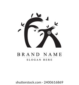 Letter FA Design Logo with Creative Tree Branch. FA Letter Tree Icon	