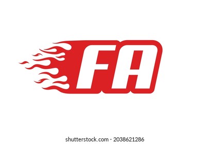 Letter FA or F A fire logo vector illustration. Speed flame icon for your project, company or application.