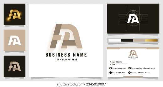 Logo de monograma de carta FA o FHA con diseño de tarjeta de visita