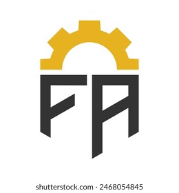Letra FA Gear Logo Diseño para Centro de Servicio, Reparación, Fábrica, Industrial, Digital y Mecánico