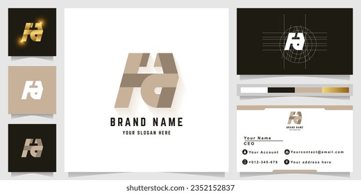 Logotipo de letra Fa o Ha monograma con diseño de tarjeta de visita