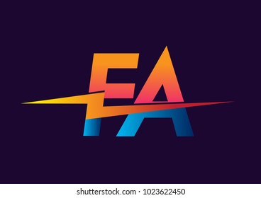 Letter FA logo with Lightning icon, letter combination Power Energy Logo design for Creative Power ideas, web, business and company.