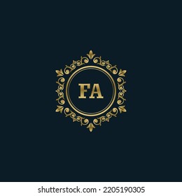 Letter FA logo with Luxury Gold template. Elegance logo vector template.