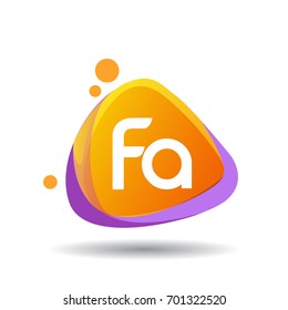 Letter FA logo in triangle splash and colorful background.