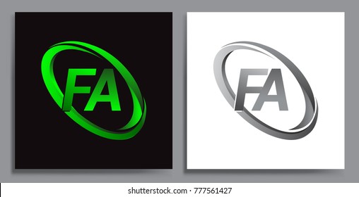 letter FA logotype design for company name colored Green swoosh and grey. vector set logo design for business and company identity.
