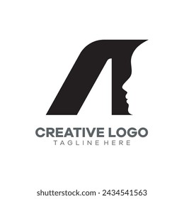 Letra A Face Logo Creativo Abstracto