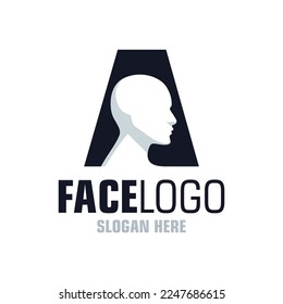 Letter A Face Logo Design Template Inspiration, Vector Illustration.