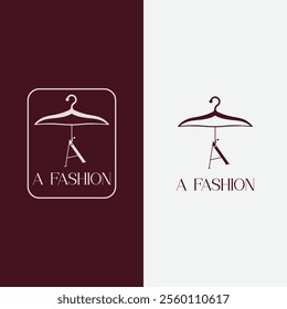 Letter A fashion logo, Hanging letter A vector Icon, boutique logo design. Initial capital A letter hanger icon
