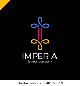 Letter I Fashion and vintage Logo Icon Design. Line imperial logotype colorgul style