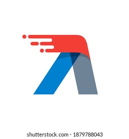 Letter A fast speed motion logo. Oblique font with red line for sportswear labels, delivery poster, racing identity, taxi cards etc.