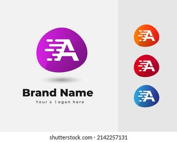 Letter A Fast Speed Technology Abstract Colorful Vector Logo Design