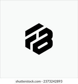 letter FB or BF hexagonal shape line art pattern modern brand unique design logo