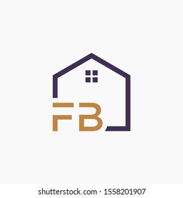 letter FB or F B Line House Real Estate Logo. home concept. Construction logo template, Home and Real Estate icon. Housing Complex Simple Vector Logo Template. - vector