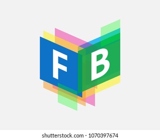 Letter FB logo with colorful geometric shape, letter combination logo design for creative industry, web, business and company.