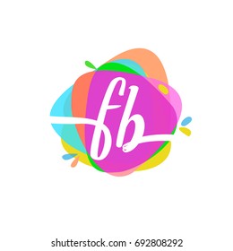 Letter FB logo with colorful splash background, letter combination logo design for creative industry, web, business and company.