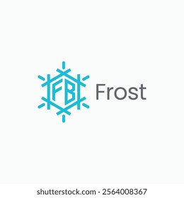 Letter FB with snowflakes ice crystal logo symbol vector illustration template