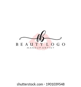 Letter FB Watercolor Lips Premade Logo Design, Logo for Makeup Artist Business Branding, Blush Beauty Boutique Logo Design, Calligraphy Logo