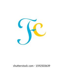 letter fc curves linked simple logo vector