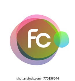 Letter FC logo with colorful splash background, letter combination logo design for creative industry, web, business and company.
