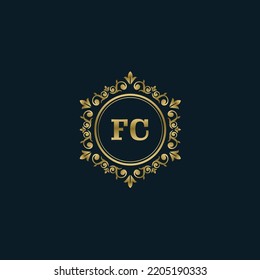 Letter FC logo with Luxury Gold template. Elegance logo vector template.