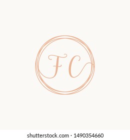 Letter FC logo template, Creative fashion logo design, couple letter , beauty icon, wedding concept -vector