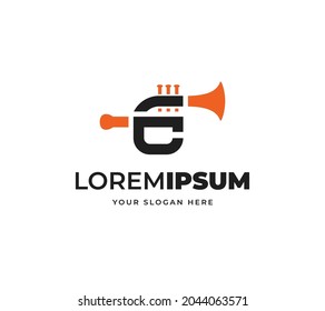 Letra FC diseño de logotipo vectorial de trompeta, símbolo de icono creativo minimalista