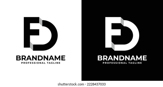 Letter FD or DF Monogram Logo, suitable for any business with FD or DF initials.