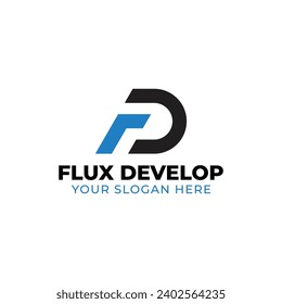 Logotipo de monograma inicial de la carta FD diseñado al estilo minimalista