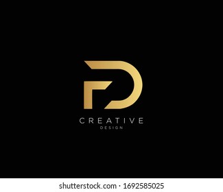 Letter FD Logo Design, Creative Minimal FD Monogram In Gold Color
