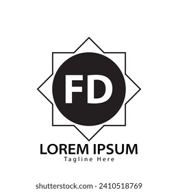 letter FD logo. FD logo design vector illustration for creative company, business, industry