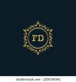 Letter FD logo with Luxury Gold template. Elegance logo vector template.