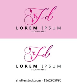 Letter fd logo template Leaf with heart Vector