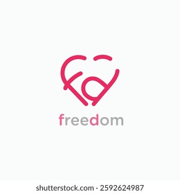 Letter fd lowercase love heart line logo vector icon illustration