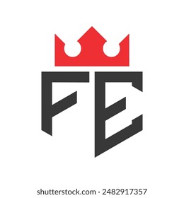 Letter FE Crown Logo. Crown on Letter FE Logo Design Template