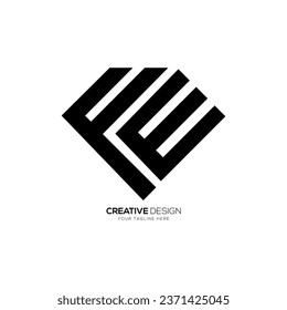 Letter Fe with diamond line shape negative space monogram logo idea