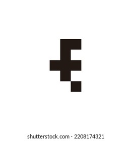 Letter fE Ef f E dot geometric symbol simple logo vector