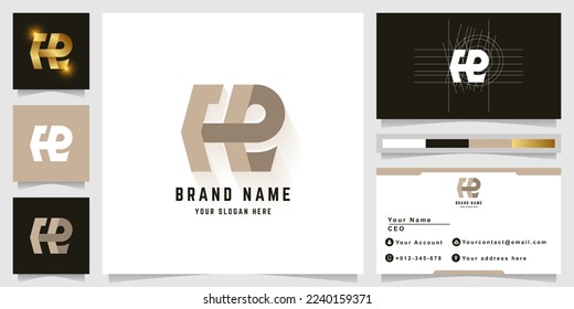 Letter Fe or He monogram logo with business card design