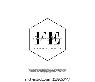 Letter FE Initial handwriting logo with signature and hand drawn style.